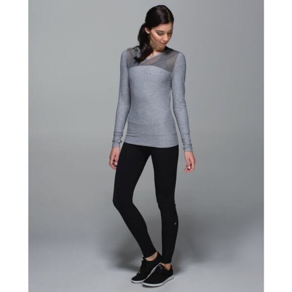 LULULEMON Just Breathe Long Sleeve Size 10 Heathered Slate - Picture 2 of 11